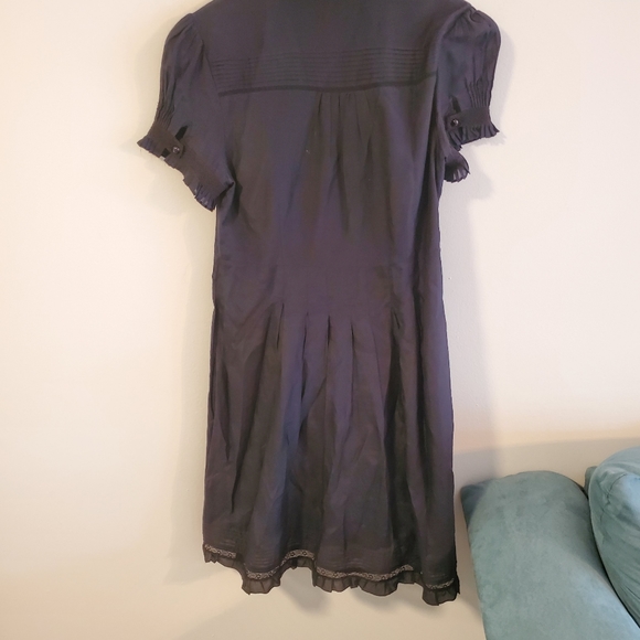 KENZIE designer goth Prarie dress navy blue cottagecore size Medium ruffle lace - Picture 8 of 11